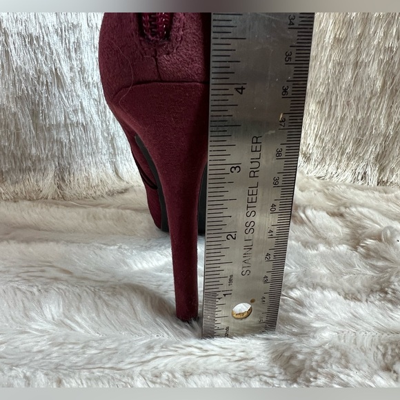 Charming Charlie Burgundy Open-Toe Booties - Picture 14 of 14